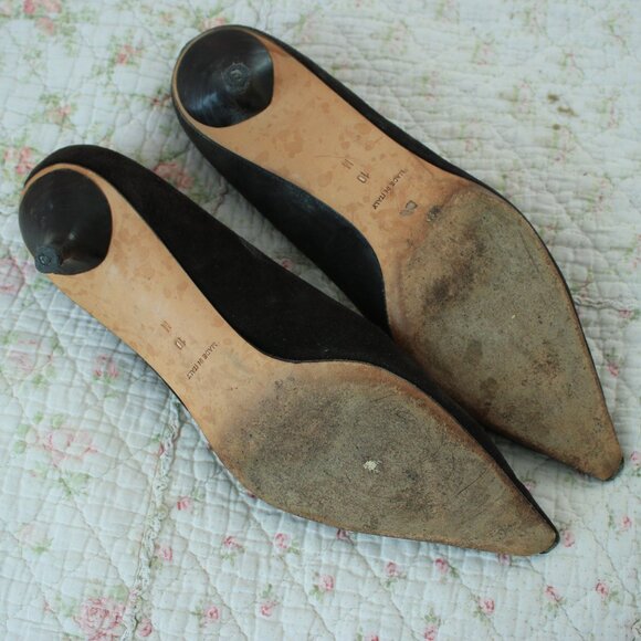 Michael Kors Black Pointy Toe Suede Leather Heels Size 10 - Picture 3 of 3